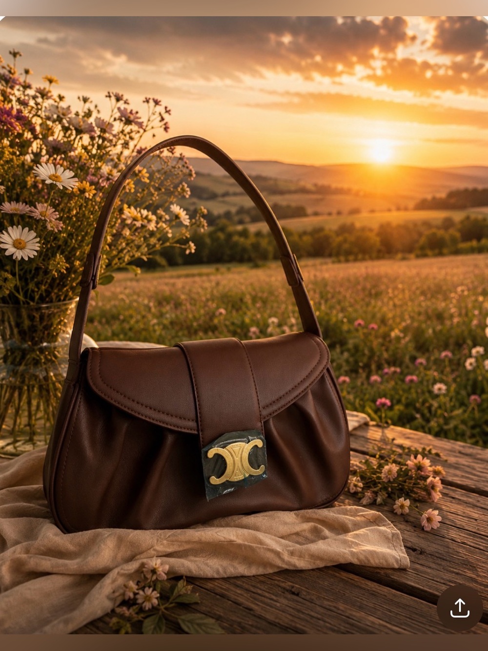 Women's Leather Shoulder Bag in Deep Burgundy with Gold Hardware not authentic